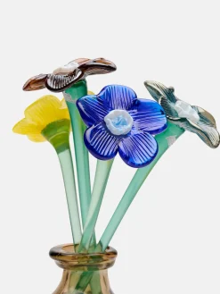 MOUTHBLOWN CRYSTAL FLOWER BLUE^HOFF
